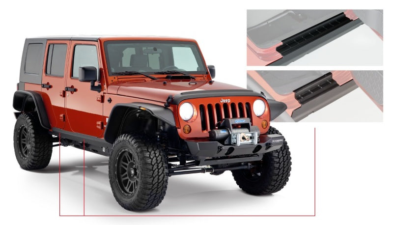 Bushwacker 07-18 Jeep Wrangler Unlimited Trail Armor Rocker Panel and Sill Plate Cover - Black - My Store