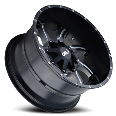Cast Aluminum Wheels Twisted 9102 SB 22x12 Milled Spokes Satin Black 5 On 127/5 On139.7 Bolt Pattern -44 Offset Cali Offroad Wheels
