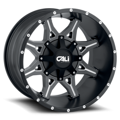 Cast Aluminum Wheels Obnoxious 9107 SB 22x12 Milled Spokes Satin Black 6 On 135/6 On139.7 Bolt Pattern -44 Offset Cali Offroad Wheels