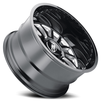 Cast Aluminum Wheels Summit 9110 GB-M 20x12 Milled Spokes Gloss Black 5 On 139.7 Bolt Pattern -51 Offset Cali Offroad Wheels