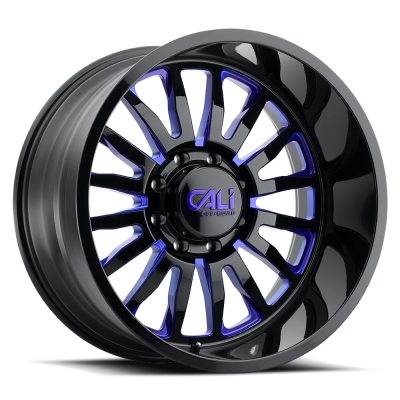 Cast Aluminum Wheels Summit 9110 GB-BL 24x14 Blue Milled Spokes Gloss Black 6 On 135 Bolt Pattern -76 Offset Cali Offroad Wheels