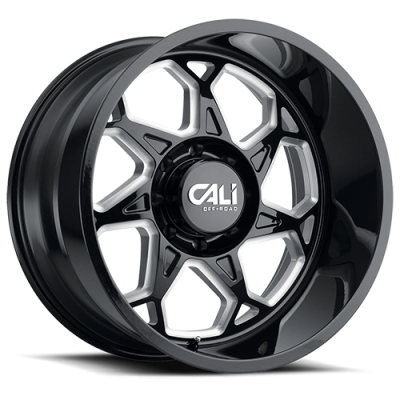 Cast Aluminum Wheels Sevenfold 9111 GB 24x12 Milled Spokes Gloss Black 6 On 135 Bolt Pattern -51 Offset Cali Offroad Wheels