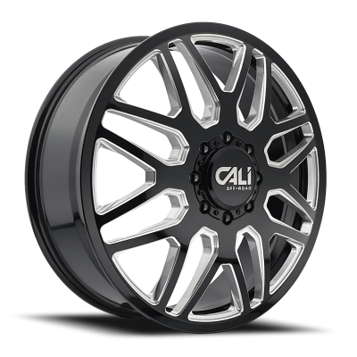 Dually Wheels Invader Dually 9115D GB-M 22x8.25 Milled Spokes Gloss Black 8 On 165.1 Bolt Pattern 115 Offset Cali Offroad Wheels