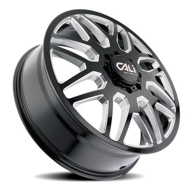 Dually Wheels Invader Dually 9115D GB-M 24x8.25 Milled Spokes Gloss Black 8 On 165.1 Bolt Pattern 115 Offset Cali Offroad Wheels