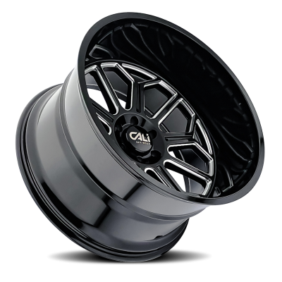 Cast Aluminum Wheels Auburn 9117 BM 20x9 Milled Gloss Black 5 On 127 Bolt Pattern -12 Offset Cali Offroad Wheels