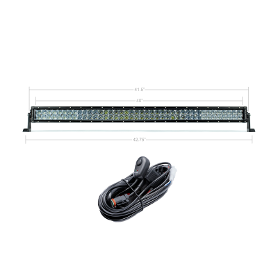 Premium Roof Rack Front Light Bar Kit - 42 Inch White Dual Row Spot Beam Cali Raised LED