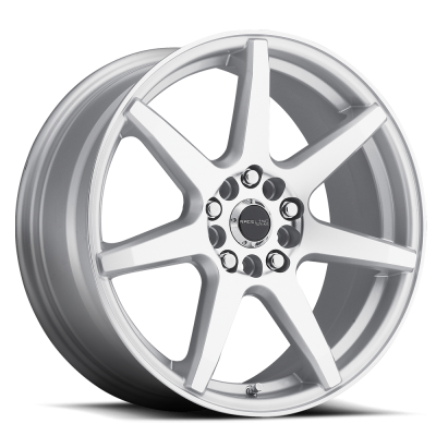 Aluminum Wheels 15x7 Evo 131S Silver 7 Spoke 40 Offset 4 on 100/4 on 108 Bolt Pattern 72.62 Bore Raceline