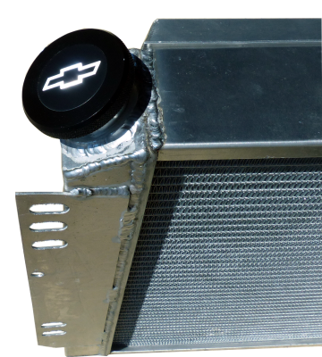 Twist-On RaDiametertor Cap Chevrolet Bowtie Emblem Black Anodized Billet Aluminum Chevrolet Performance Parts