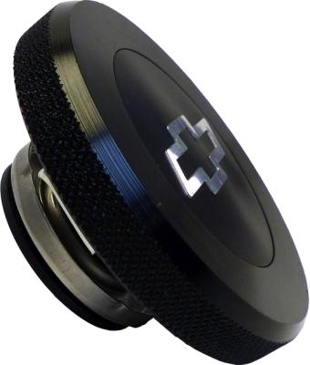 Twist-On RaDiametertor Cap Chevrolet Bowtie Emblem Black Anodized Billet Aluminum Chevrolet Performance Parts