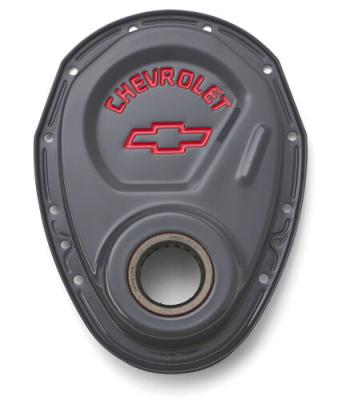 Timing Chain Cover Shark Gray Steel With Chevrolet Bowtie Logo 1969-1991 Small Block Chevrolet Proform