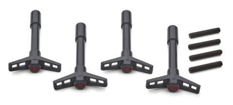 Engine Valve Cover Wing Nuts Shark Gray Bowtie Logo 1/4-20 Thread 4 Pack Proform