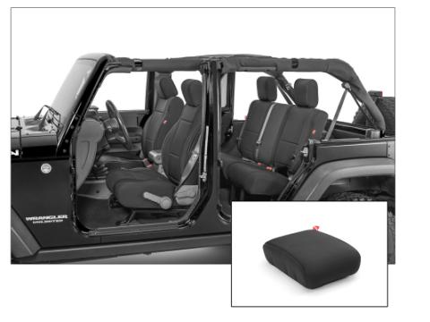 Jeep Wrangler Neoprene Seat Covers Front And Rear with Free Center Console Cover for 08-10 Wrangler Unlimited JK Black Diver Down