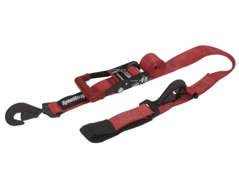 2 Inch x 10' Ratchet Tie Down w/ Twisted Snap Hooks and Axle Strap Combo Red SpeedStrap
