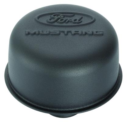Engine Valve Cover Breather 3 Inch Diameter Mustang Logo Push-In StyleBlack Crinkle Ford Racing