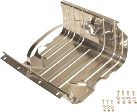 Jeep CJ/YJ Gas Tank Skid Plate with strap 76-90 CJ and Wrangler YJ Polished Silver Kentrol