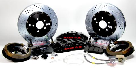 Brake System 14 Inch Rear Extreme+ w/Park Brake Black 75-81 GM F Body BAER Brakes