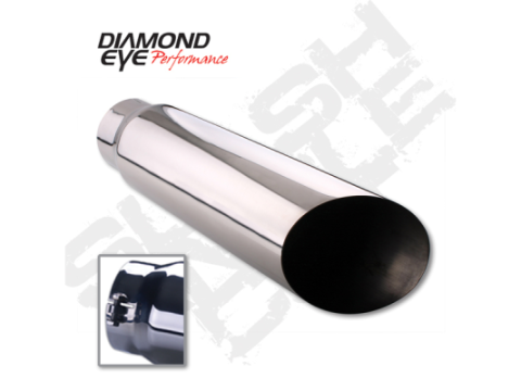 Exhaust Tip Bolt-On Rolled Angle Cut 5 inch ID X 6 Inch OD X 18 Inch Long 304 Stainless Tail Pipe Tips Diamond Eye