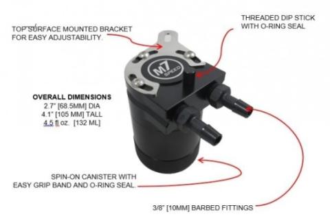 Billet Black Aluminum Oil Catch Can Tank Kit with Pre Made Hose Assemblies 11-16 Mini Cooper Countryman 13-16 Paceman M7 Speed