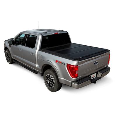 24-25 Ford Ranger 3 Panel Hard Folding Tonneau Cover Truck Bed Topper 4 Foot 10 Inch Black Leer