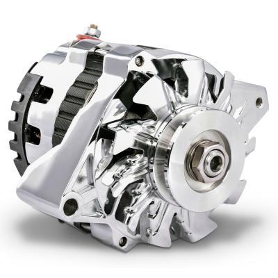 CS130 Alternator 160 AMP Chrome Finish 1-Wire GM CS130 Style w/ Internal Regulator, V-Pully, and External Fan Proform