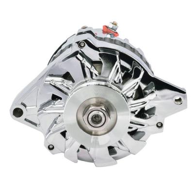 CS130 Alternator 160 AMP Chrome Finish 1-Wire GM CS130 Style w/ Internal Regulator, V-Pully, and External Fan Proform