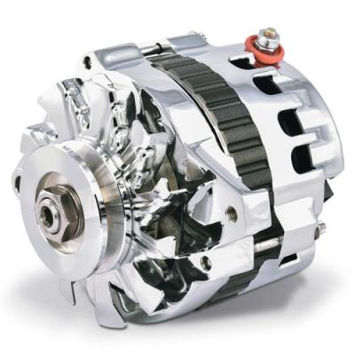 CS130 Alternator 160 AMP Chrome Finish 1-Wire GM CS130 Style w/ Internal Regulator, V-Pully, and External Fan Proform