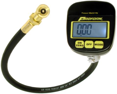 Tire Pressure Gauge Digital Type 0-100 PSI Range Reading In 0.01 Increments Square Face LCD Back-Lighted Display Proform
