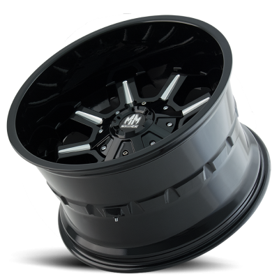 Mayhem Offroad Wheels Combat 8105 GB 20x10 Milled Spokes Gloss Black -19 Off Set 5 Lug 4.75 BSM 87 Bore Cast Aluminum