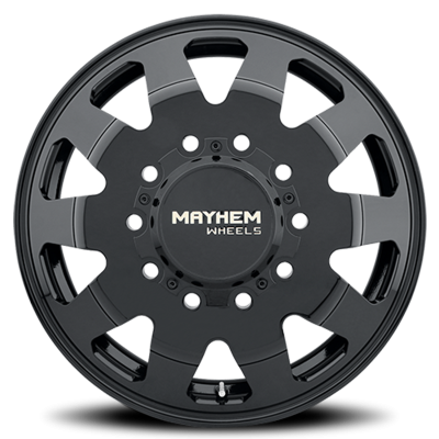 Mayhem Dually Wheels Challenger 8181 FB 22x8.25 Front Dually Full Black 169 Off Set 10 Lug 11.28 BSM 170.1 Bore Cast Aluminum