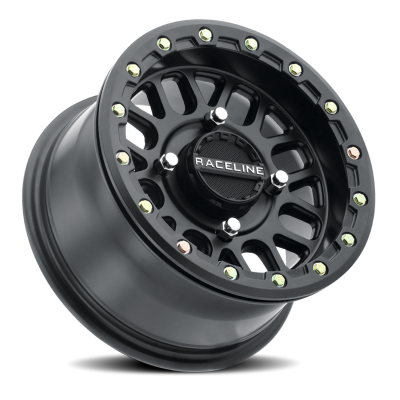 Aluminum Wheels 14x7 Podium Beadlock UTV A93B Satin Black 10 Offset 4 on 110 Bolt Pattern Raceline