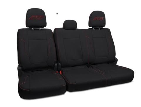 Rear Bench Seat Covers for 2012-14 Ford Raptor Black with Red Stitch PRP Seats
