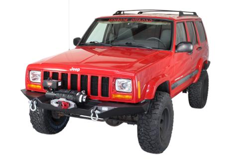 Cherokee XJ Front Winch Bumper W/O Grille Guard Bullhead Steel Black Textured Powdercoat Fishbone Offroad