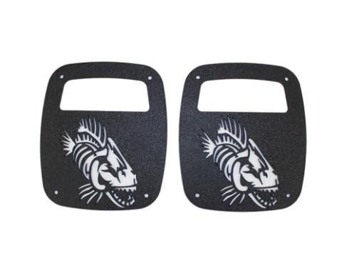 Jeep Wrangler CJ YJ TJ Tail Light Covers Black Textured Powdercoat Fishbone Offroad