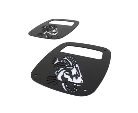 Jeep Wrangler CJ YJ TJ Tail Light Covers Black Textured Powdercoat Fishbone Offroad