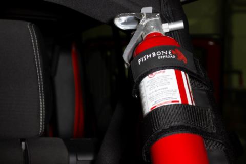 Fire Extinguisher Holder for Padded Roll Bar Black Fishbone Offroad