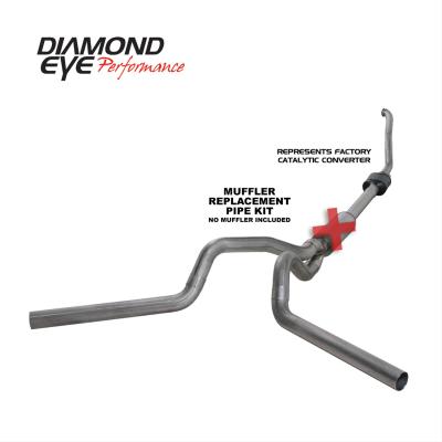 Turbo Back Exhaust 94-97.5 F250/F350 4 inch Single/Dual Split Rear/Side No Muffler Stainless Diamond Eye