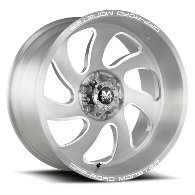 Aluminum Wheels 20x10 M07 BFS Series Brushed Face Silver 5 On 127 Bolt Pattern -19 Offset Off Road Monster