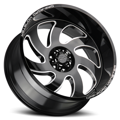 Aluminum Wheels 22x12 M07 GBML Series Milled Gloss Black 5 On 127 Bolt Pattern -44 Offset Off Road Monster