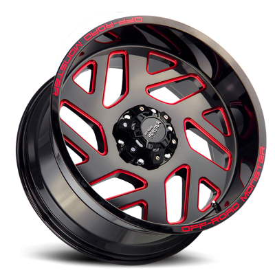 Aluminum Wheels 20x10 M19 GBMLR Series Gloss Black/Candy Red 5 On 127 Bolt Pattern -19 Offset Off Road Monster