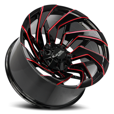 Aluminum Wheels 20x10 M24 GBMLR Series Milled Gloss Black/Candy Red 5 On 127/5 On 139.7 Bolt Pattern -19 Offset Off Road Monster