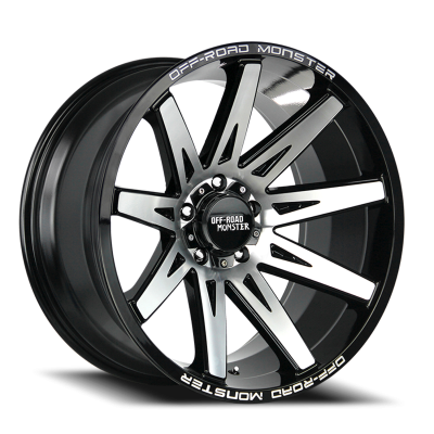 Aluminum Wheels 20x10 M25 GBM Series Machined Gloss Black 5 On 127 Bolt Pattern -19 Offset Off Road Monster