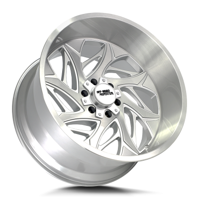 Aluminum Wheels 24x14 M28 BFS Series Brushed Face Silver 5 On 127/5 On 139.7 Bolt Pattern -76 Offset Off Road Monster