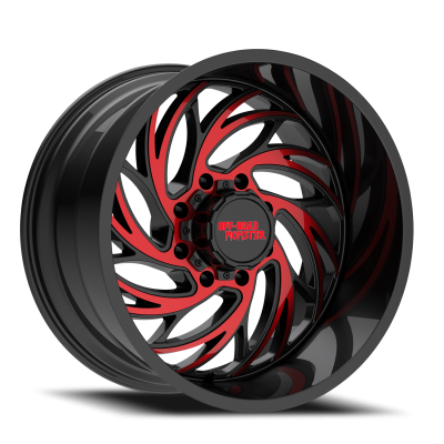 Aluminum Wheels 22x12 M29 GBMLR Series Gloss Black/Candy Red 8 On 165.1 Bolt Pattern -44 Offset Off Road Monster