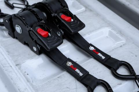 1 Inch x 10' Retractable Ratchet Tie Down 2 Pack Bullring