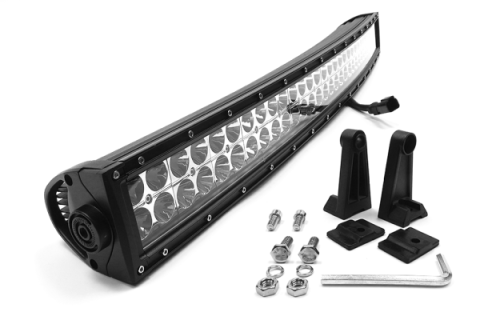 30 Inch LED Light Bar Crvd, Chrome Series Dbl Row Combo Flood/Beam 180W Dt Harness 79900 16,200 Lumens Top Gun Customz