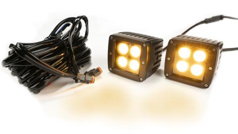 2 Inch Square Cube Cree LED Lights Pair Black Series White/Amber With Harness 79903 Top Gun Customz