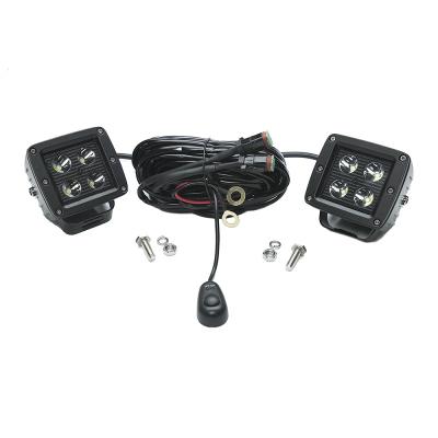 3 Inch Square Cube Cree Spot Beam LED Lights Pair Black Series With Harness 79903 Top Gun Customz