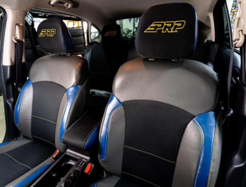 Front Seat Covers for 2013-2017 Subaru Crosstrek Pair Black with Red Stitch PRP Seats