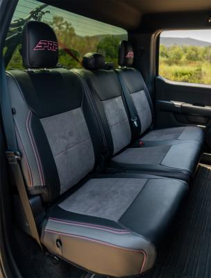 Rear Bench Seat Covers for 2021-Present Ford F150, 2023-Present Super Duty, Black with Red Stitch PRP Seats