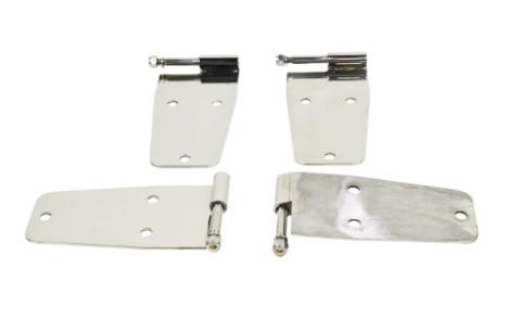Jeep CJ/YJ Hardtop Door Hinge Set Without Mirror Holes 4 Pieces 76-93 CJ and Wrangler YJ Polished Silver Kentrol